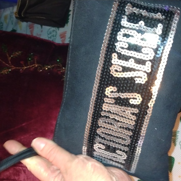 Victoria Secret two silver sequin cosmetic bags+ New beaded wristlet bag - Picture 11 of 17